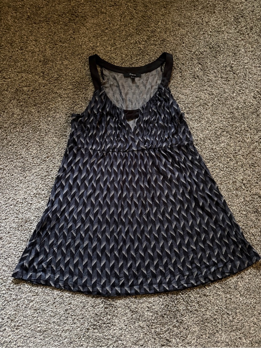 Express Y2K Black Geometric-Print Tank Top